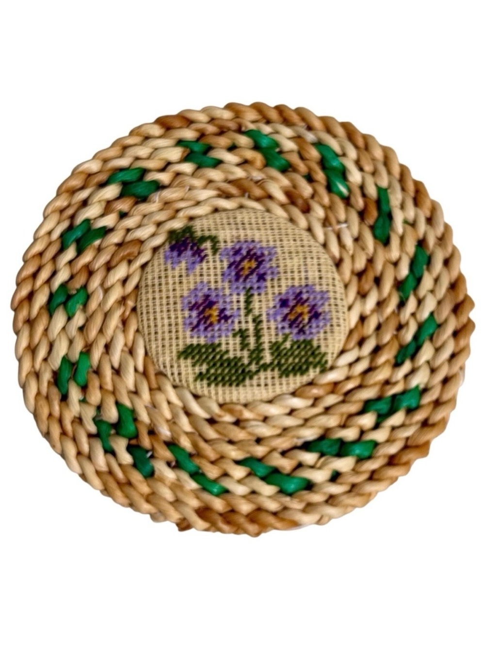 Trivet Hot Pad Embroidered Floral Handmade Set of 4 MCM Cottagecore Twee Vintage